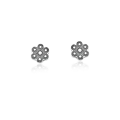 BRINCO DE PRATA MINI FLOR PONTILHADO