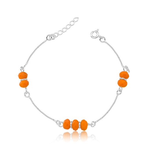 PULSEIRA DE PRATA CRISTAIS LARANJA