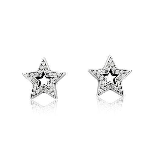 BRINCO DE PRATA  ESTRELA CRAVEJADA