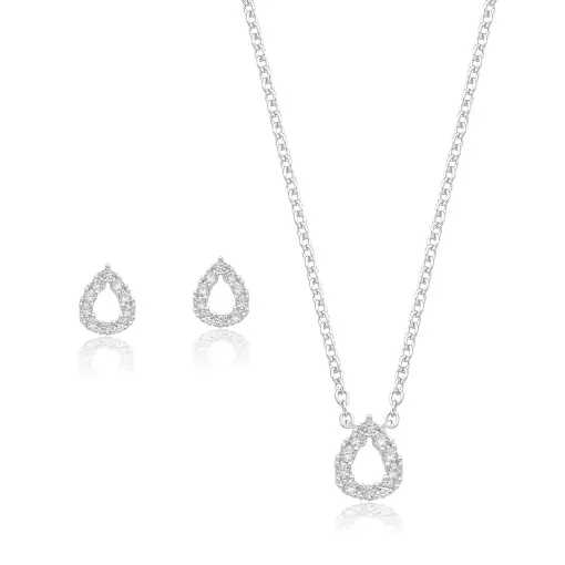 CONJUNTO DE PRATA GOTA CRAVEJADO