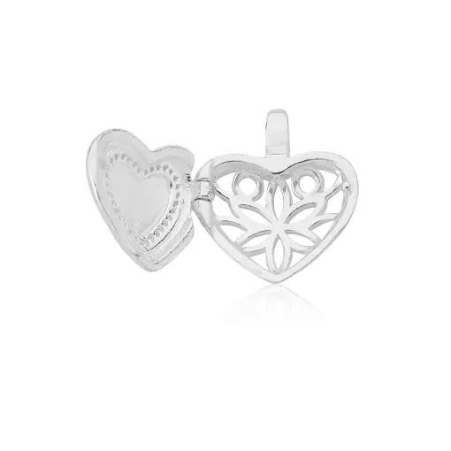 PINGENTE RELICÁRIO CORAÇÃO CRAVEJADO VERSO COM FLOR VAZADA