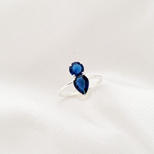 ANEL DE PRATA PEDRA GOTA E REDONDA