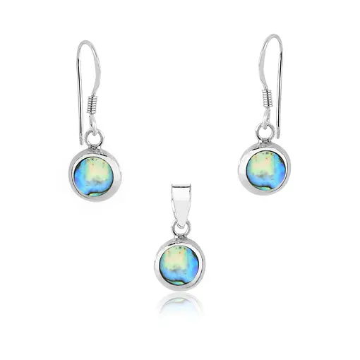 CONJUNTO DE PRATA REDONDO ABALONE