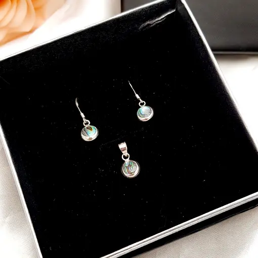 CONJUNTO DE PRATA REDONDO ABALONE