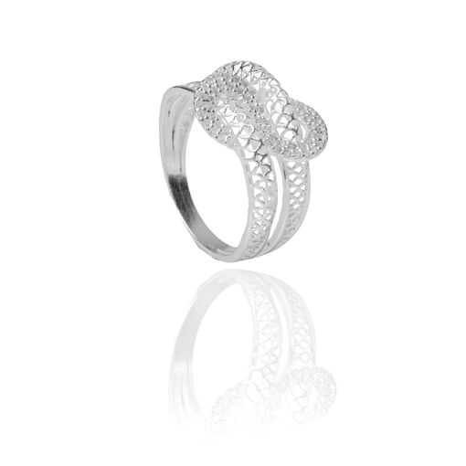 ANEL DE PRATA DUPLO NÓ CRAVEJADO