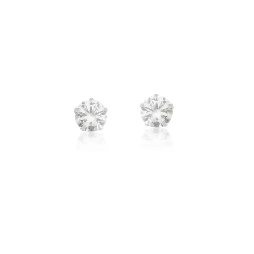 BRINCO DE PRATA ZIRCONIA REDONDO 6MM
