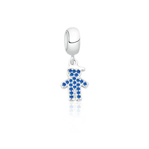 BERLOQUE DE PRATA  MENINO CRAVEJADO AZUL
