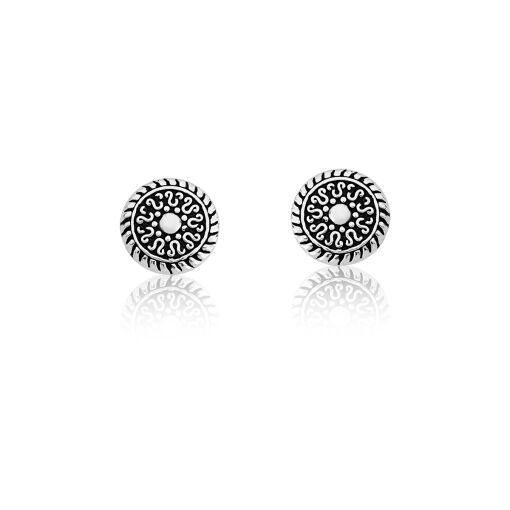 BRINCO DE PRATA MINI MANDALA BORDA DETALHADA