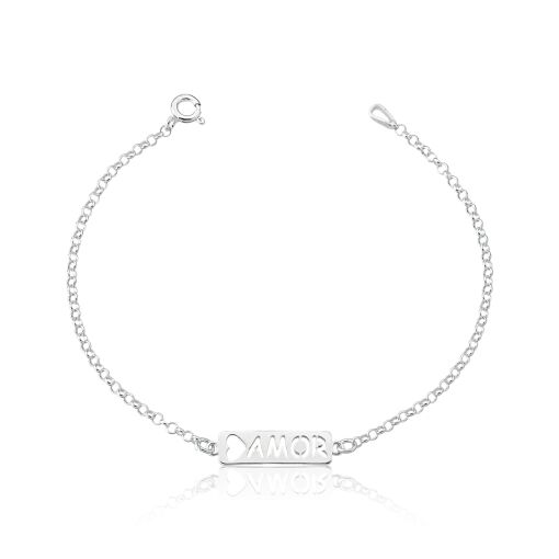 PULSEIRA DE PRATA PLACA AMOR