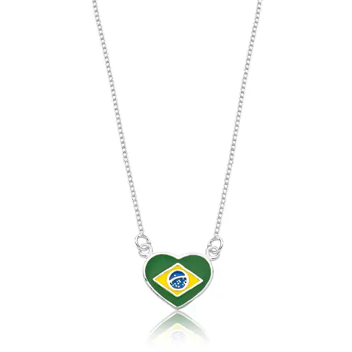 GARGANTILHA DE PRATA  BANDEIRA BRASIL