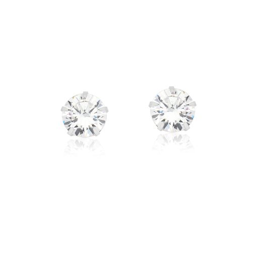 BRINCO DE PRATA ZIRCONIA REDONDO 9MM