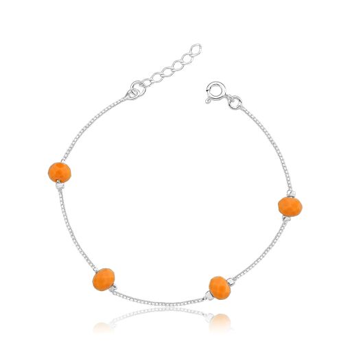 PULSEIRA DE PRATA  CRISTAIS LARANJA