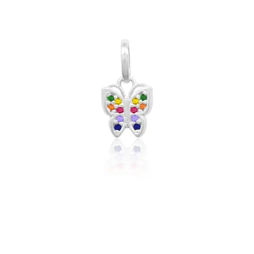 PINGENTE DE PRATA BORBOLETA CRAVEJADO