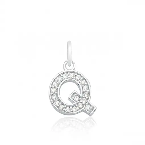 PINGENTE DE PRATA LETRA Q CRAVEJADO