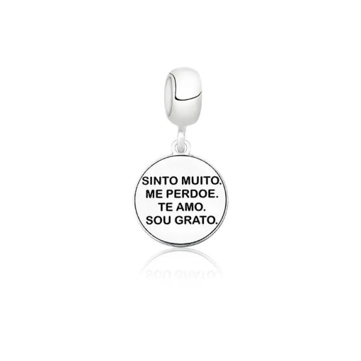 BERLOQUE DE PRATA SINTO MUITO ME PERDOE TE AMO SOU GRATO