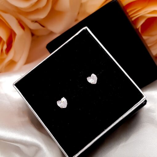 BRINCO DE PRATA ZIRCONIA CORAÇÃO 5MM
