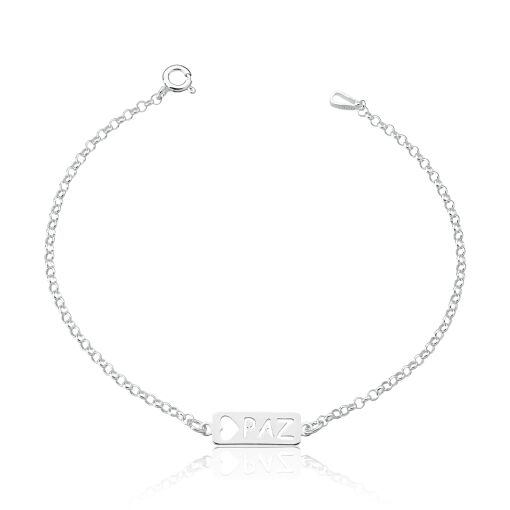 PULSEIRA DE PRATA PLACA PAZ