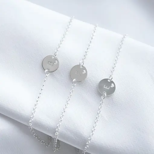 Pulseira Letra Coração Mini em Prata