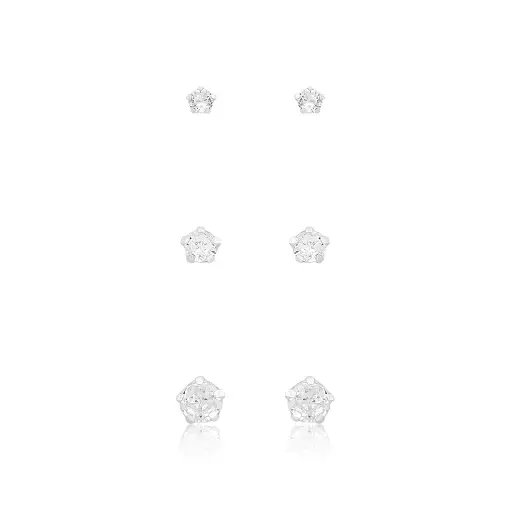 Brinco Trio 3,4,5mm Redondo em Prata