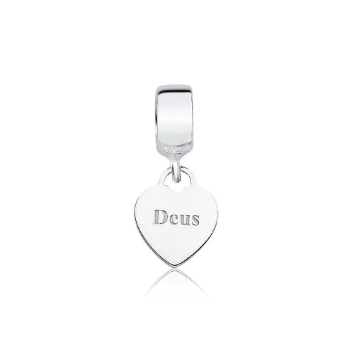 Berloque Coração Com Escrita Ou Iniciais Em Prata