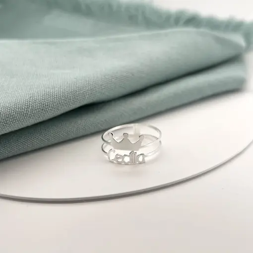 Anel Manuscrito Duplo Com Coroa