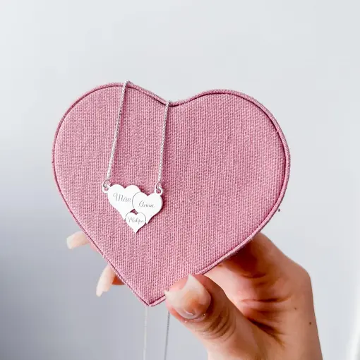 Colar 3 Corações P M G Personalizados