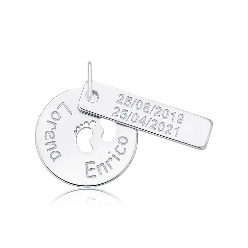 Pingente Pé Vazado E Plaquinha Com Dados Bebe