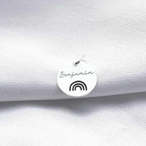 Pingente Redondo Com Arco Iris E Nome