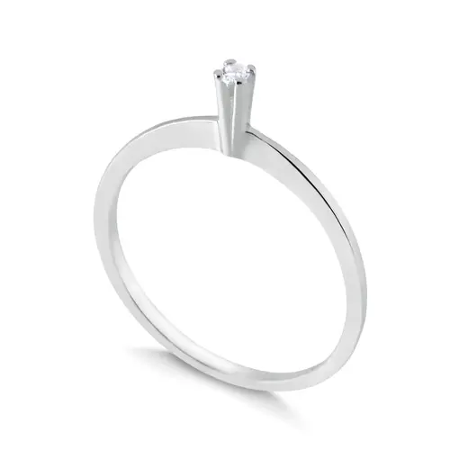 Anel Solitário Clássico com Pedra 2mm em Prata