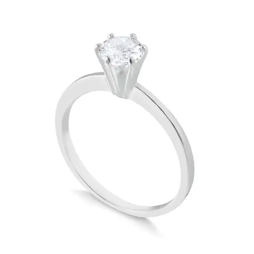 Anel Solitário Clássico com Pedra 4mm em Prata