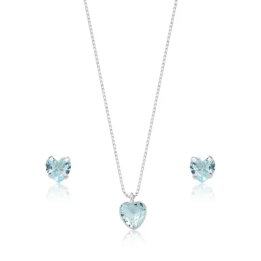 Conjunto Ponto De Luz Coração em Prata