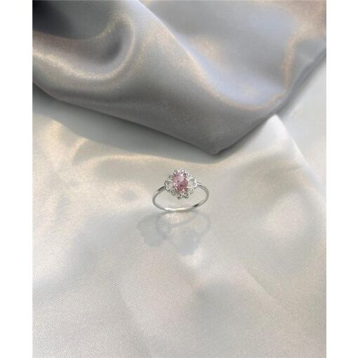ANEL FLOR PEDRA ROSA