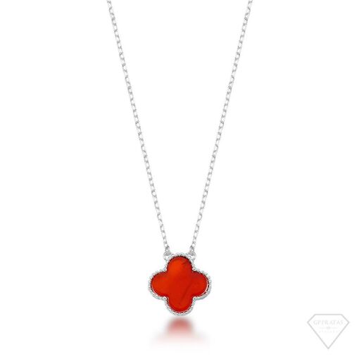 COLAR FLOR PEDRA CORNALINA