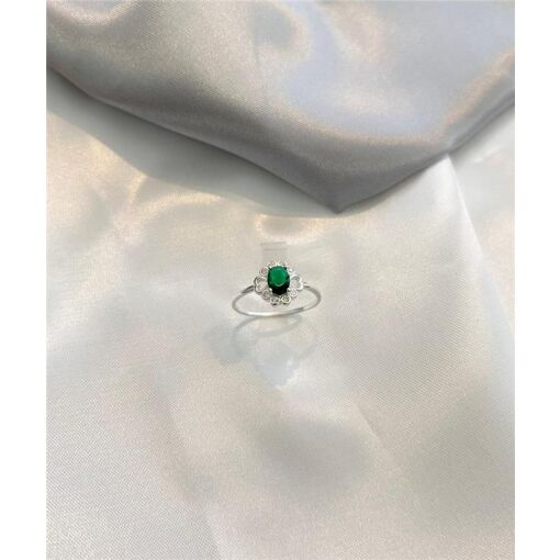 ANEL FLOR PEDRA VERDE