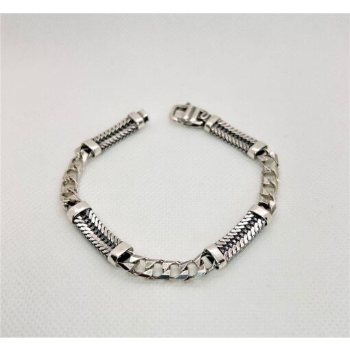 PULSEIRA MASCULINA PRATA ENVELHECIDA