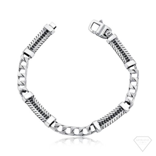 PULSEIRA MASCULINA PRATA ENVELHECIDA