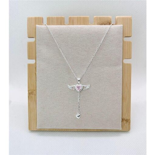 COLAR CORAÇÃO COM ASA (PEDRA ROSA)