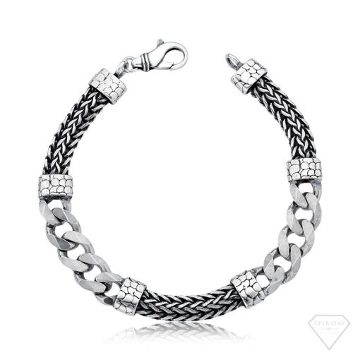 PULSEIRA MASCULINA PRATA ENVELHECIDA