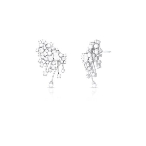 BRINCO EAR CUFF CURVO COM CRISTAL PÉROLA SHELL E ZIRCÔNIA