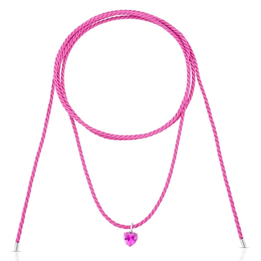 COLAR EM FIO TRANÇADO COM CRISTAL ROSA