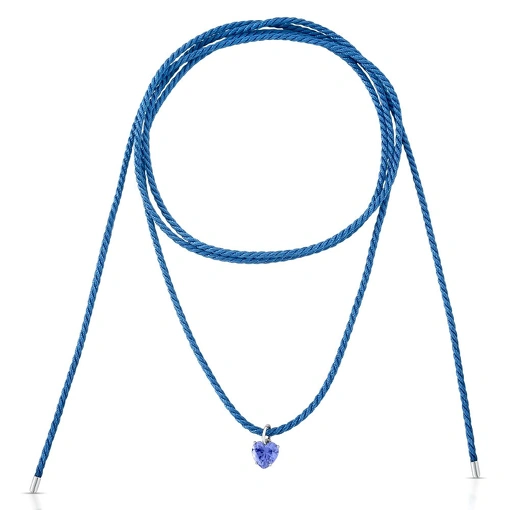 COLAR EM FIO TRANÇADO COM CRISTAL AZUL ESCURO