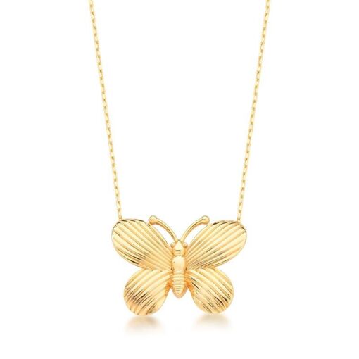 COLAR DE BORBOLETA TEXTURIZADA BANHADO A OURO