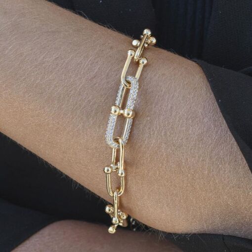 PULSEIRA ELOS EM "U" 2 CRAVEJADO - TAM: 20+5CM