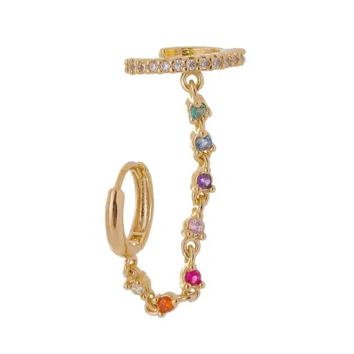 BRINCO EARLINE ARGOLA COM CORRENTE COLORIDA
