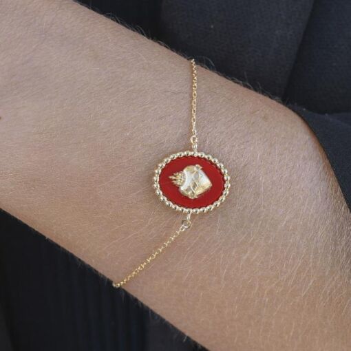 PULSEIRA SAGRADO CORAÇÃO EM CORRENTE DE ELINHOS - TAM: 17+5CM