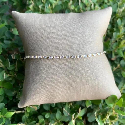 PULSEIRA MICRO BAGUETES EM ZIRCÔNIAS 2MM - TAM: 18+5CM