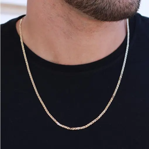 COLAR LINHA MASCULINA ELOS GUTTI ACHATADA FININHA 3MM / 60CM