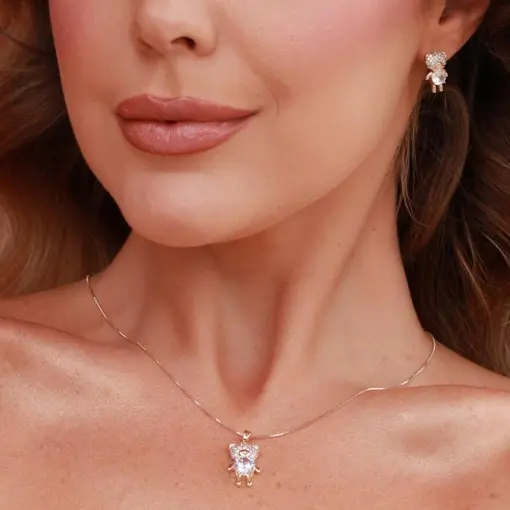 CONJUNTO URSINHO COM CABEÇA CRAVEJADA E BARRIGA COM  ZIRCÔNIA RE