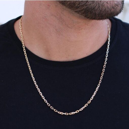 COLAR LINHA MASCULINA ELO CADEADO 4MM COM FECHO GAVETA- 60 CM