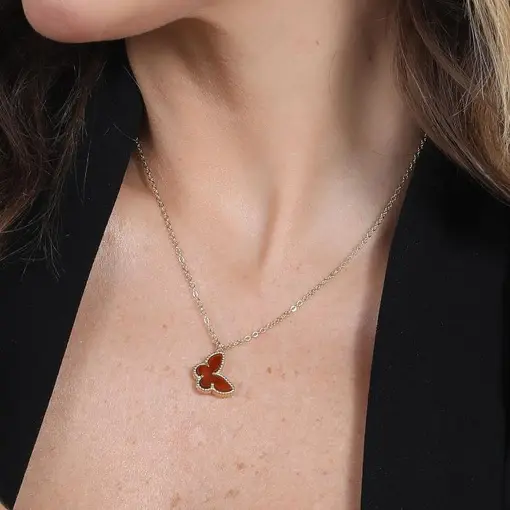 COLAR CHOKER 4 BORBOLETAS CARAMELO COM CORRENTE EM ELINHOS - TAM